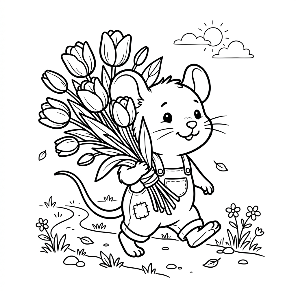 Cute mice coloring page